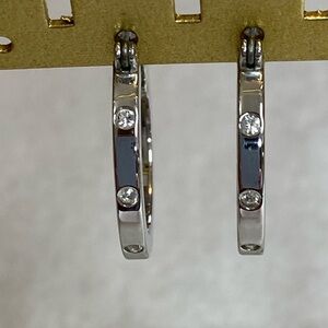 Coach Silver Hoop Earrings with Sparkling Accents